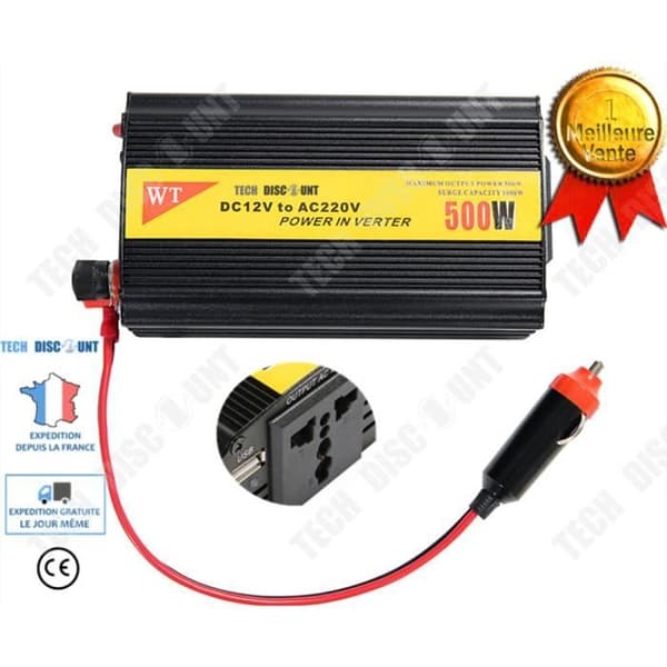 TD® Omvandlare spänningstransformator 12v 220V-110 Cigarettändare strömförsörjning universaluttag batteriladdare