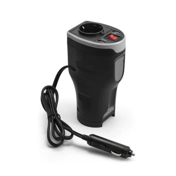 Adapter för billaddare med 2 USB-portar och säkerhetskontakt Svart