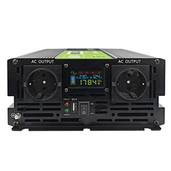 Green Cell - PowerInverter spänningsomvandlare med LCD-skärm 12V till 230V 2000W/4000W ren sinusvåg