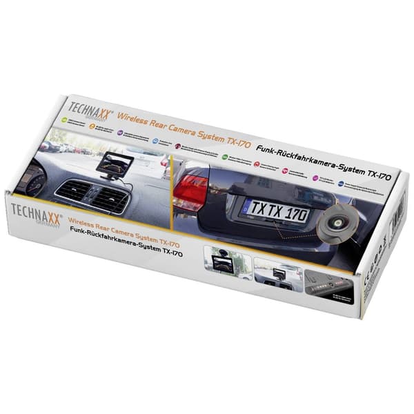 Technaxx TX-170 Backkamerasystem trådlös Automatisk dag-/nattswitch, Parkeringssensorer, tiltbar, Extra IR-ljus Skylthå