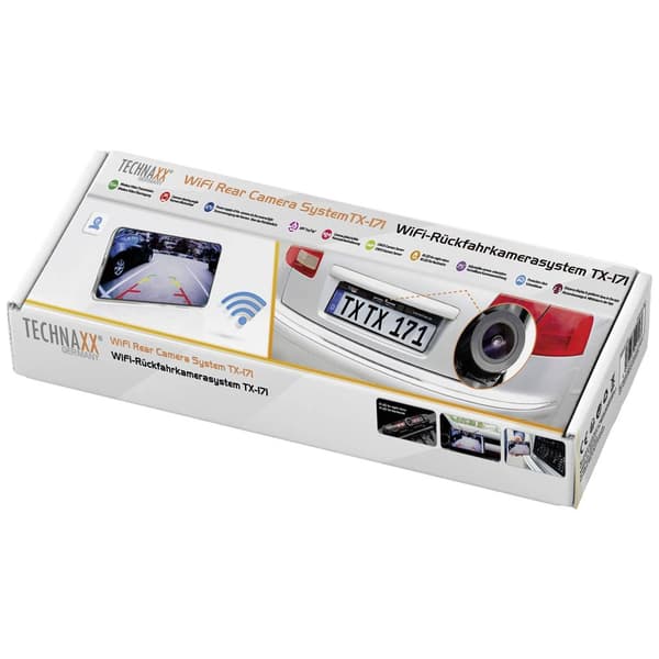 Technaxx TX-171 Backkamera WiFi Smartphone App, tiltbar, Extra IR-ljus, Avståndsriktlinjer, Automatisk dag-/nattswitch