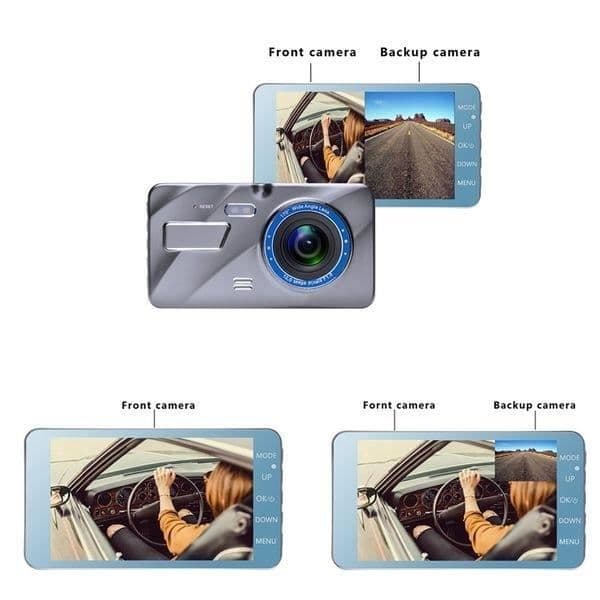 2 Dashcam 1080P med infraröd bakre kamera för bil