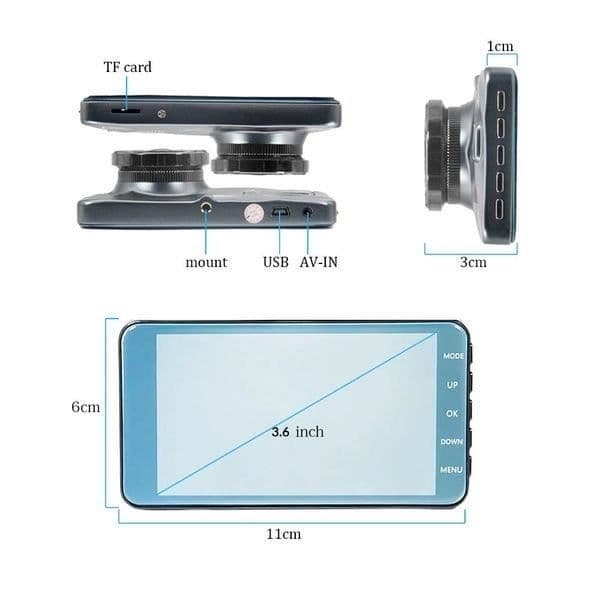 2 Dashcam 1080P med infraröd bakre kamera för bil