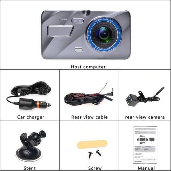 2 Dashcam 1080P med infraröd bakre kamera för bil