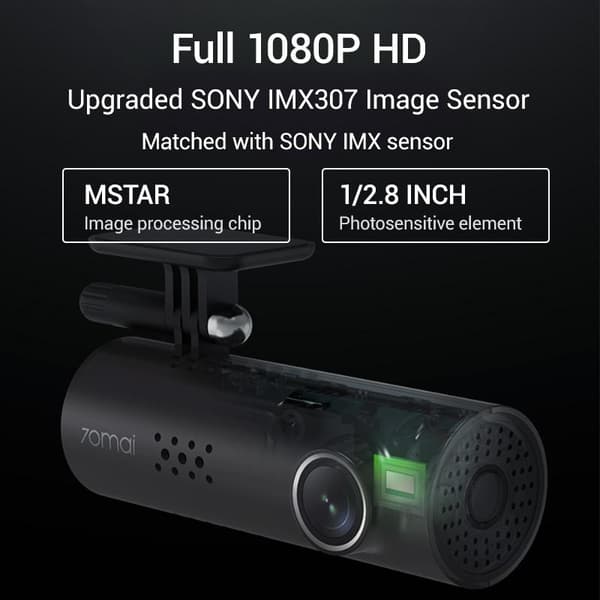 1080P HD mörkerseende körinspelare med hårdtråd/32G minneskort , G-sensor bilkamera, röststyrning, stöder trådlös anslutning