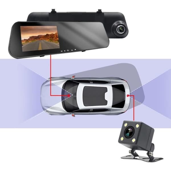 Dashcam Backspegel Integrerad skärm Frontkamera Backkamera Full HD 1080p