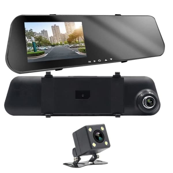 Dashcam Backspegel Integrerad skärm Frontkamera Backkamera Full HD 1080p