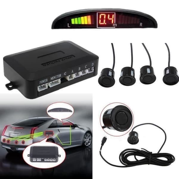 4 Sensor Parkering Parkering LED Bakre Backradar Billjudlarm