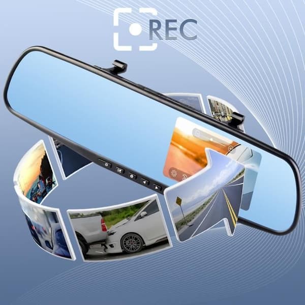 Dashcam Bil Backspegel DVR-01 G-Sensor 5'' TFT-skärm Svart