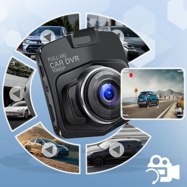 Dashcam Bil Sugkoppsfäste DVR-05 med backkamera Svart
