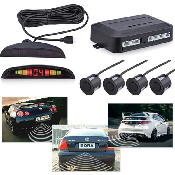 Backradarsats AD-YYFM-4 4 Autosensorer Parkeringssystem Parkering LED-skärm Svart