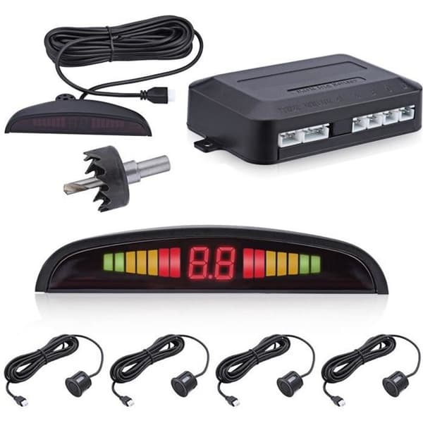 Backradarsats AD-YYFM-4 4 Autosensorer Parkeringssystem Parkering LED-skärm Svart