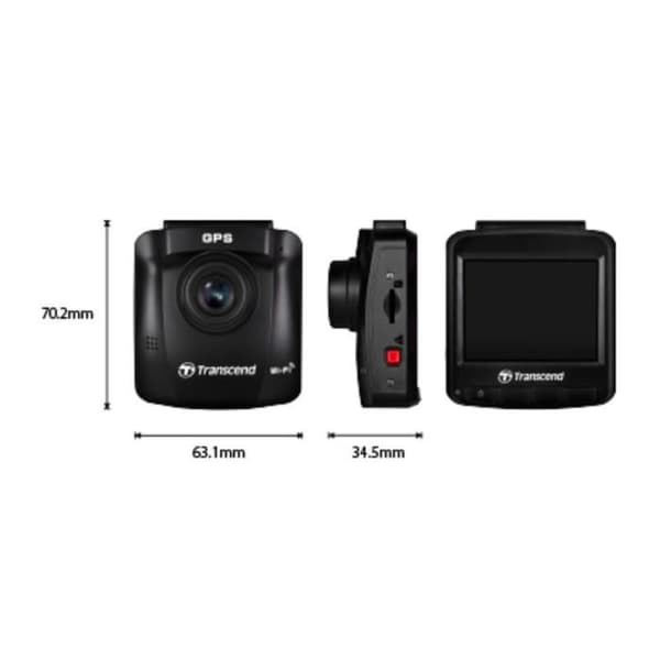 Dashcam + GPS Transcend DrivePro 250 Horisontell betraktningsvinkel=140° 12 V, 24 V Wi-Fi, batteri