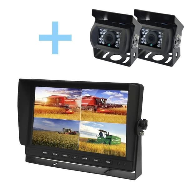 Yatek parkeringskamerasats bestående av en 10,1" AHD 1080P-skärm + 2 backkameror för Yatek 1080P parkering