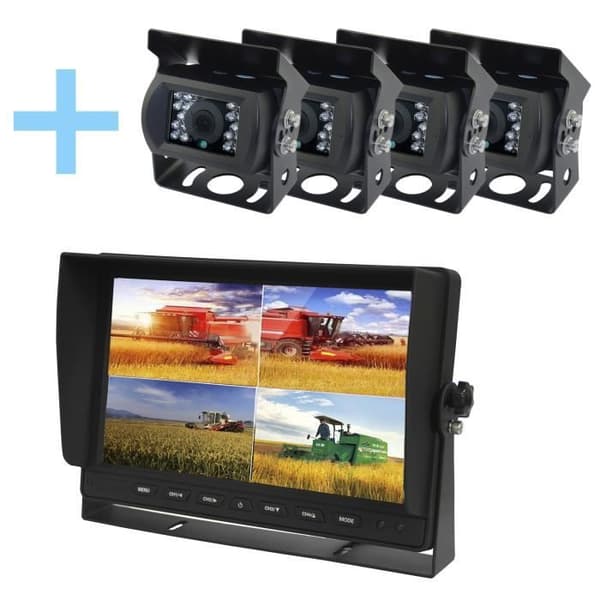 Yatek parkeringskamerasats bestående av en 10,1" AHD 1080P-skärm + 4 backkameror för Yatek 1080P parkering