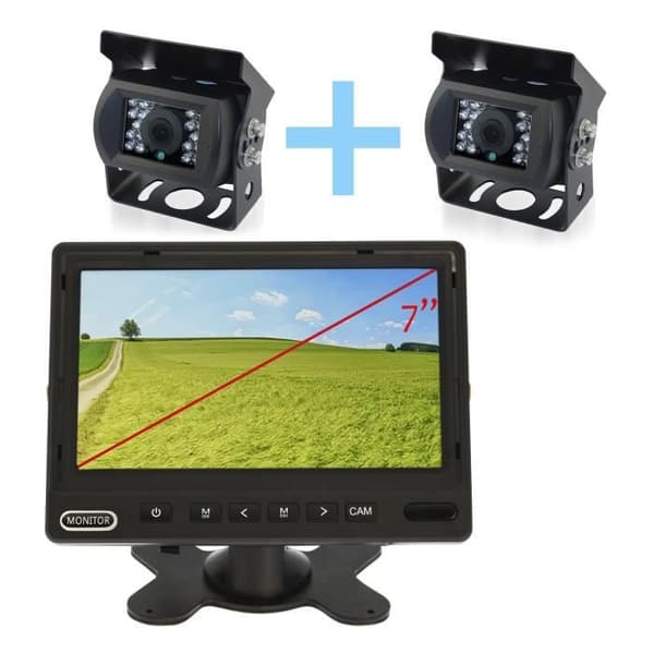 Yatek parkeringskamerasats bestående av en 7" AHD 1080P-skärm + 2 backkameror för Yatek 1080P parkering
