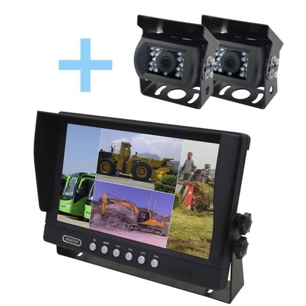 Yatek parkeringskamerasats bestående av en 9" AHD 1080P-skärm + 2 backkameror för Yatek 1080P parkering