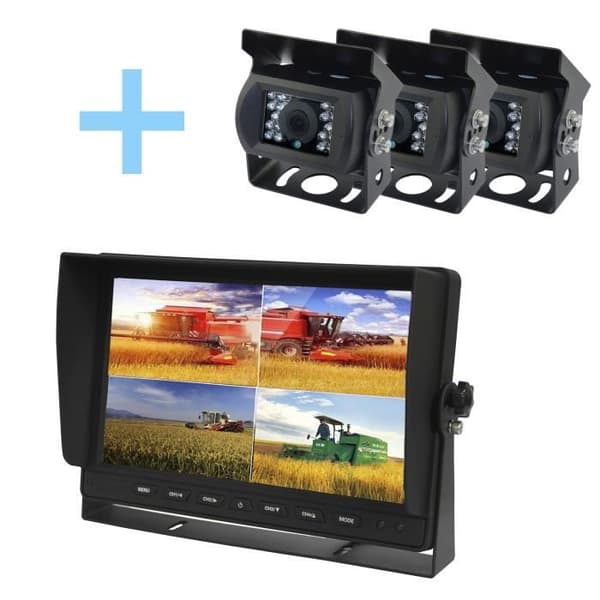 Yatek parkeringskamerasats bestående av en 10,1" AHD 1080P-skärm + 3 backkameror för Yatek 1080P parkering