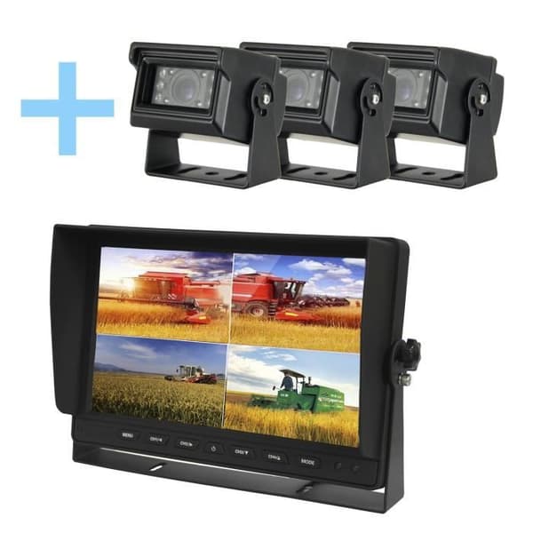 Yatek parkeringskamerasats bestående av en 10,1" AHD 1080P-skärm + 3 Yatek 1080P-backkameror