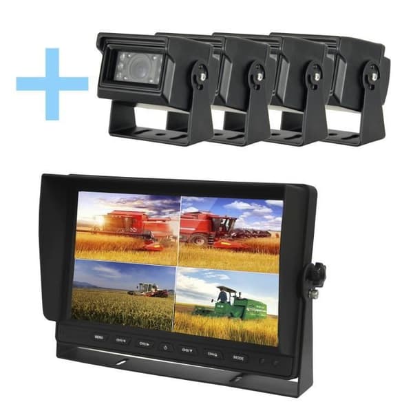 Yatek parkeringskamerasats bestående av en 10,1" AHD 1080P-skärm + 4 Yatek 1080P-backkameror