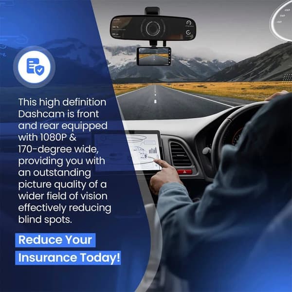 1080P HD Dual Dash Cam - Front and Rear Cameras, Night Vision, Motion Detection