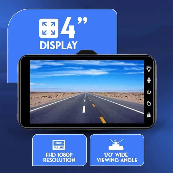 1080P HD Dual Dash Cam - Front and Rear Cameras, Night Vision, Motion Detection