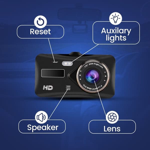 4″ Dash Cam Pro Car Camera Recorder Dual Front and Rear HD 1080P Night Vision
