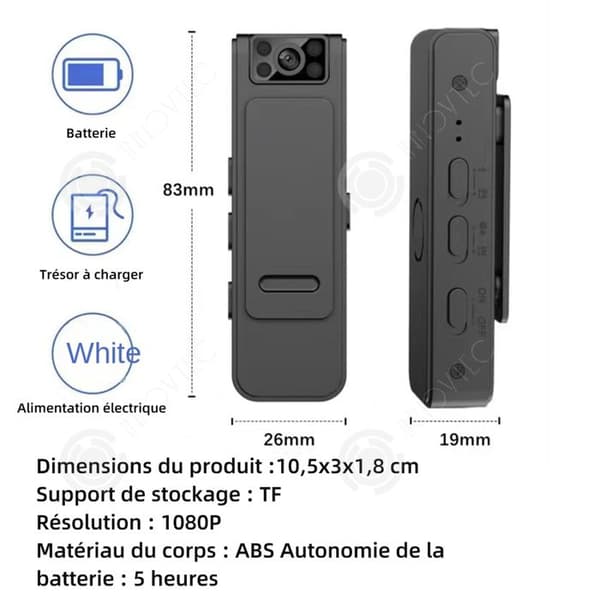 INN Noise Reduction Camera 1080P HD 90 graders roterbar HD-lins med magnetiskt bakre klämma Mini Portable Video Body Camera