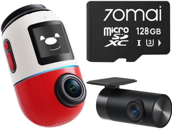 70mai Omni X800 4K-uppsättning Röd + 70mai SD-kort 128 GB
