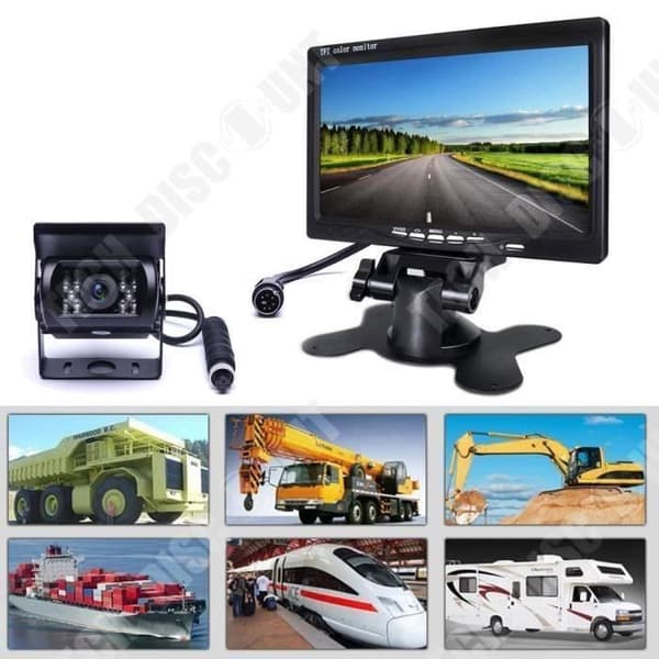 Kabelbackkamera med 18 IR LED nattsyn 7" TFT LCD-skärm för RV-Buss-Trailer-Bil - Husvagn (Ex-kabel)