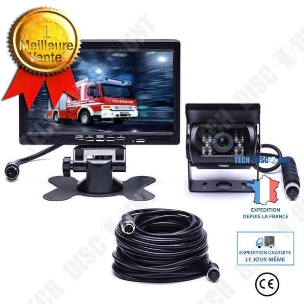 Kabelbackkamera med 18 IR LED nattsyn 7" TFT LCD-skärm för RV-Buss-Trailer-Bil - Husvagn (Ex-kabel)