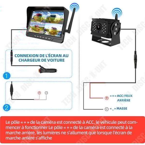 TD 1080P Backup Camera med 7" LCD-skärm Dual Camera Backup Camera Kit Vattentät kamera för husbilar och släpvagnar