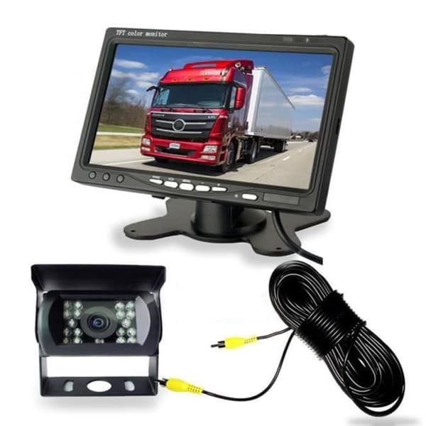 Backkamera 7 tum LCD-monitor, 18 LED IR nattseende bakåtkamera kit 20m kabel 12V-24V buss släpvagn lastbil husvagn