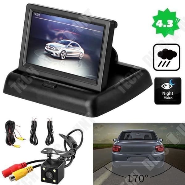 TD® bilbackupkamera 170° HD+ 4,3 tum bakre LCD-monitor Nattseende-bakradar för parkering