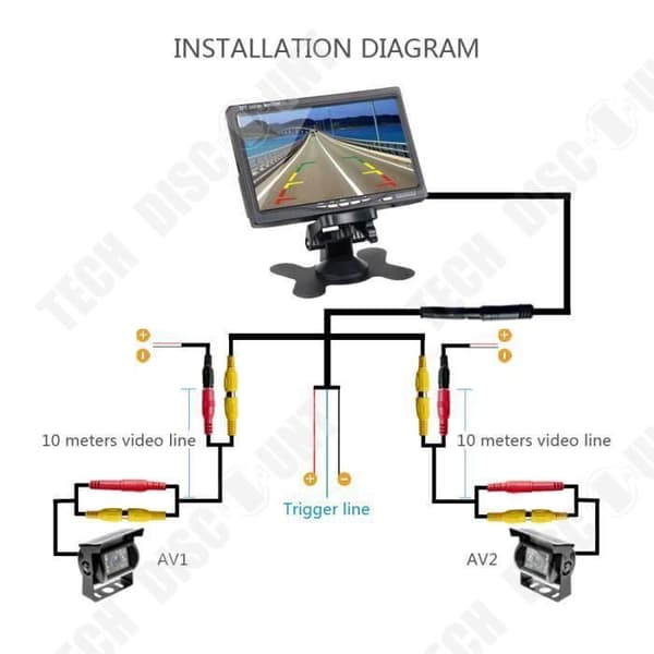TD® Podofo 7" LCD dubbel backkamera Bilmonitorsats för lastbilsbuss RV 18 IR LED Night Vision Backup-kamera
