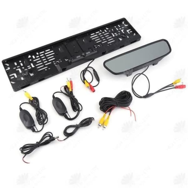 HTBE® Car Night Vision backspegel 4,3 tums LED-skärm + trådlös säkerhetskopieringskamera Bil backkamera svart
