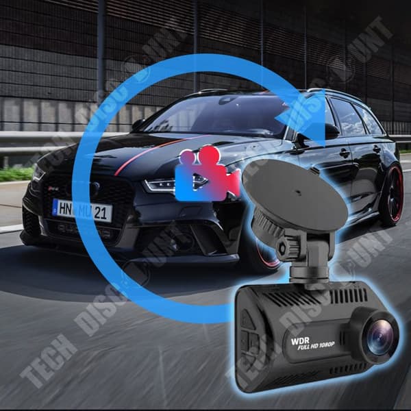 TD® 1080P HD främre och bakre bilvideoinspelare med dubbla linser för omvänd parkeringsövervakning