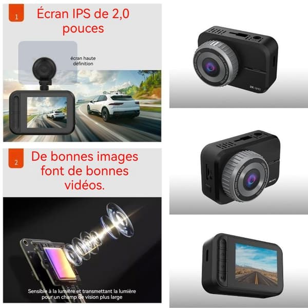 Kördagbok TD® 2 tum videoövervakning 24h parkering inspelning 170 grader vidvinkelkamera