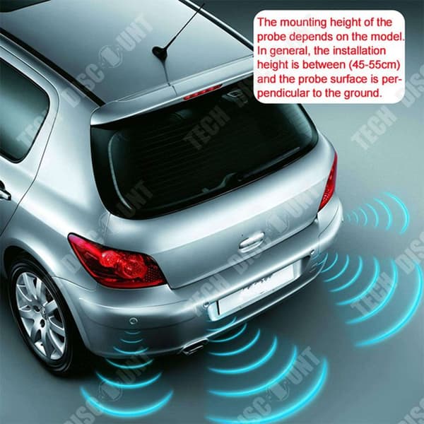 TD® främre och bakre ljudbackradar med 8 svarta sensorer Voice Buzzer LED främre och bakre integrerad parkeringsradar