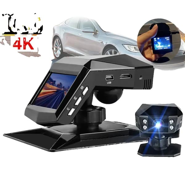 4K HD Auto DVR, 1080P Tallennus, 170° Laaja Kulma,Ei TF-korttia, Musta