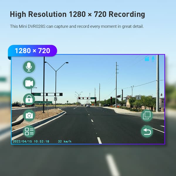 XTRONS Dash Cam, 1280 x 720 HD opløsning, 140° vidvinkel, loopoptagelse
