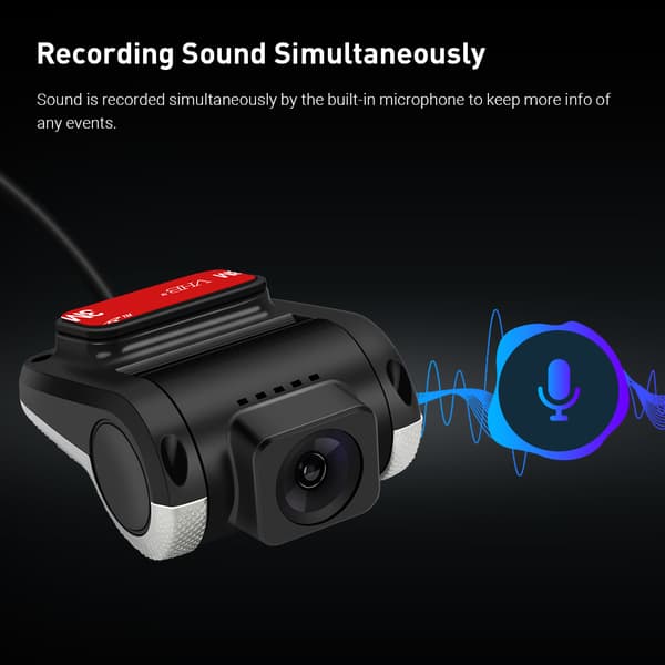 XTRONS Dash Cam, 1280 x 720 HD opløsning, 140° vidvinkel, loopoptagelse