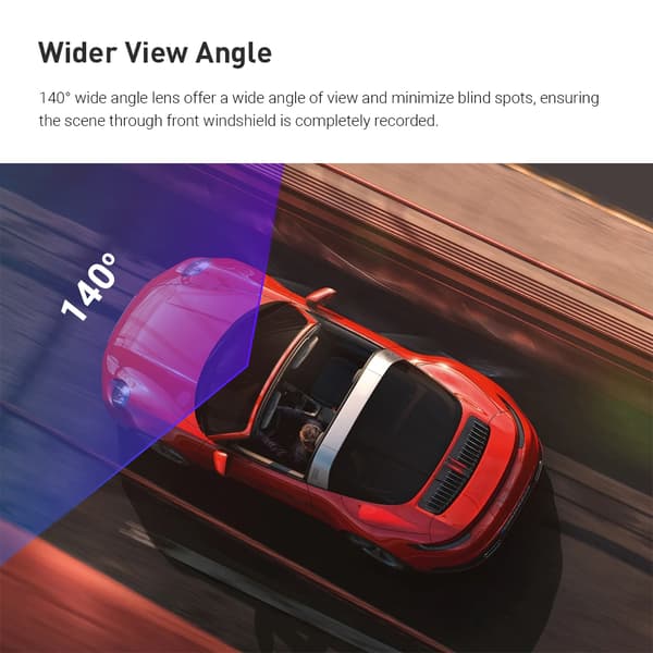 XTRONS Dash Cam, 1280 x 720 HD opløsning, 140° vidvinkel, loopoptagelse