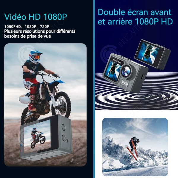 INN Actionkamera 1080P/720P HD 16MP Wifi dubbla skärmar fram och bak med 64G minneskort vattentät upp till 30m stötbeständig