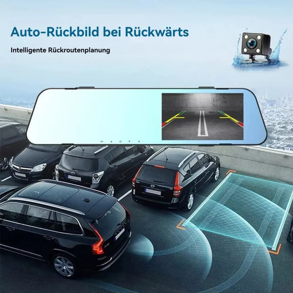 Dashcam, 1080P HD-inspelning, dubbellins, 140° vidvinkel