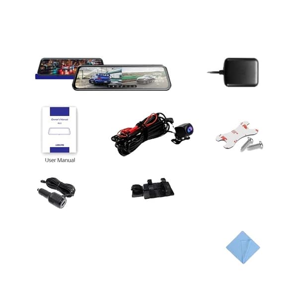 WiFi Spegel Dash Cam, 2.5K Främre Kamera, 1080P Bakre Kamera,Gratis 64GB TF-kort, PG17-RVC-GPS