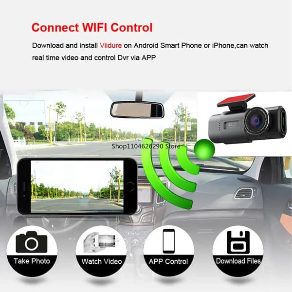 4K Dashcam, Dubbelkanalsinspelning, GPS-spårning