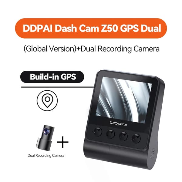 Dash Cam, Kaksoiskuvaus, 2160P Etu + 1080P Takana, Sisäänrakennettu GPS,128G SD-kortti, Z50 GPS Kaksinkertainen