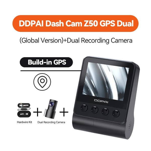 Dash Cam, Kaksoiskuvaus, 2160P Etu + 1080P Takana, Sisäänrakennettu GPS,Z50 GPS Dualn Hw -sarja, 128G SD-kortti