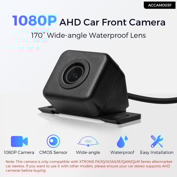 XTRONS 1080P AHD Bil Frontkamera, IP68 Vandtæt, 170° Bredvinkel, Nem Installation